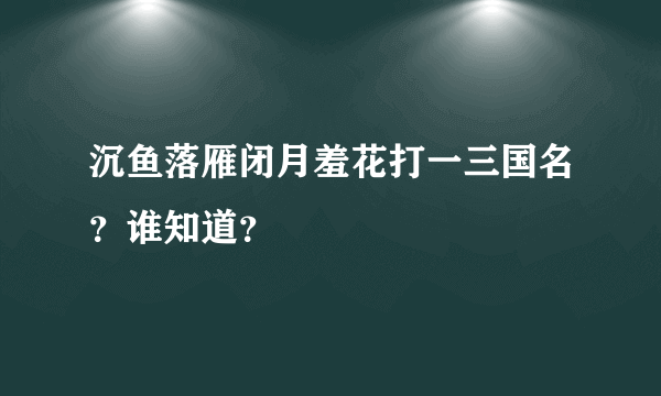 沉鱼落雁闭月羞花打一三国名？谁知道？