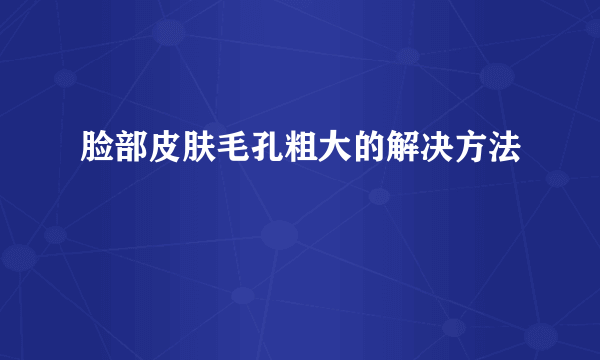 脸部皮肤毛孔粗大的解决方法