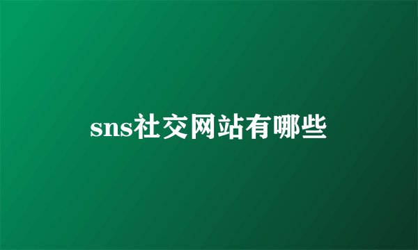 sns社交网站有哪些