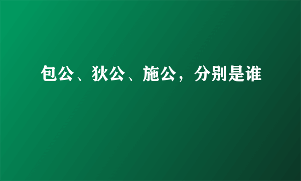 包公、狄公、施公，分别是谁﹖