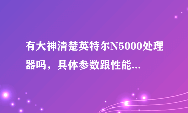 有大神清楚英特尔N5000处理器吗，具体参数跟性能怎么样？