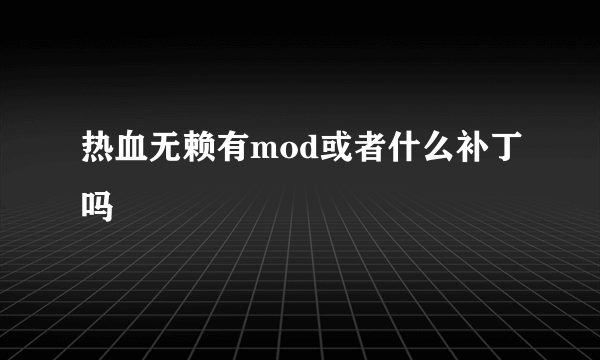 热血无赖有mod或者什么补丁吗