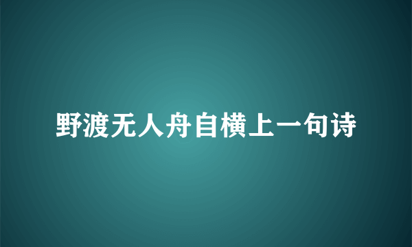 野渡无人舟自横上一句诗