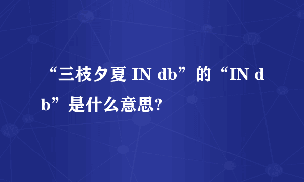 “三枝夕夏 IN db”的“IN db”是什么意思?