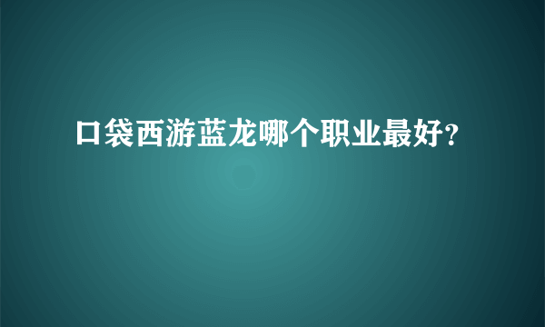 口袋西游蓝龙哪个职业最好？