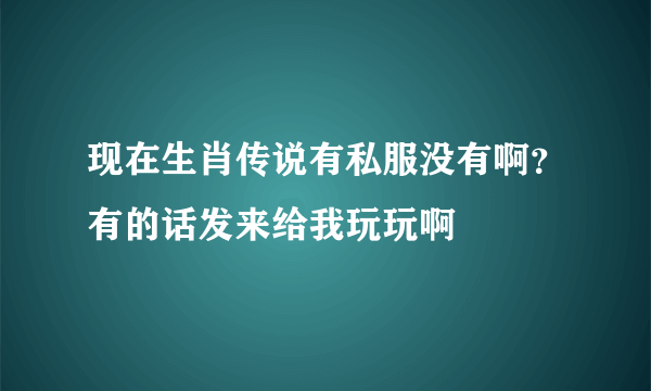 现在生肖传说有私服没有啊？有的话发来给我玩玩啊