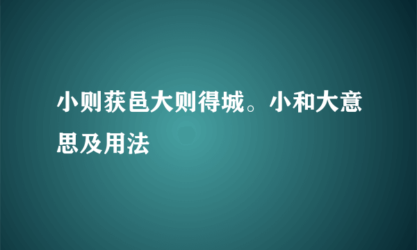 小则获邑大则得城。小和大意思及用法