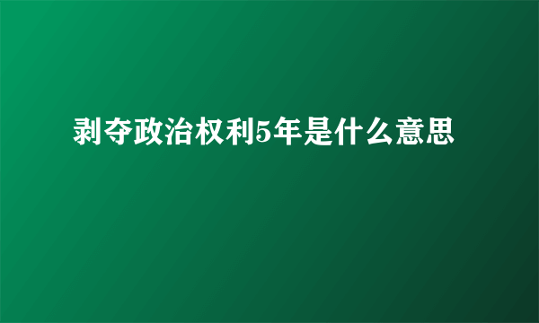 剥夺政治权利5年是什么意思