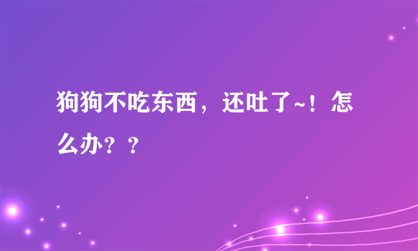 狗狗不吃东西，还吐了~！怎么办？？