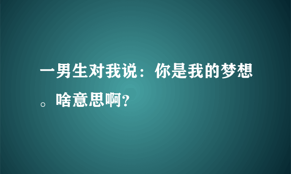 一男生对我说：你是我的梦想。啥意思啊？