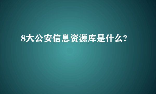 8大公安信息资源库是什么?