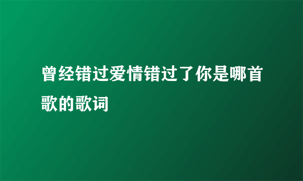 曾经错过爱情错过了你是哪首歌的歌词