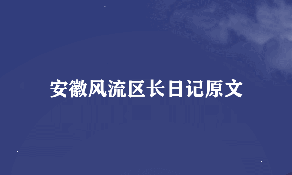 安徽风流区长日记原文