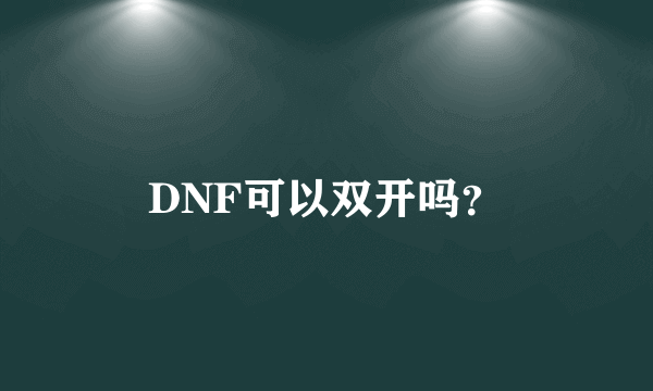 DNF可以双开吗？