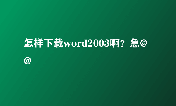 怎样下载word2003啊？急@@