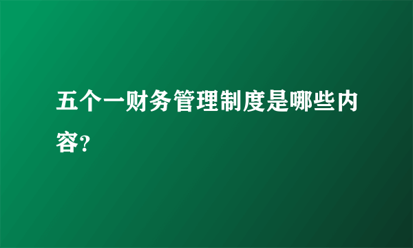 五个一财务管理制度是哪些内容？