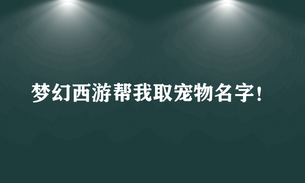 梦幻西游帮我取宠物名字！