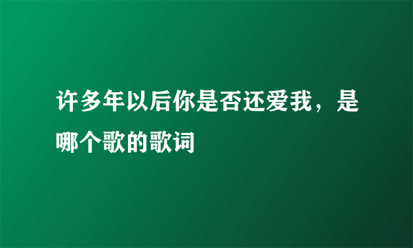 许多年以后你是否还爱我，是哪个歌的歌词