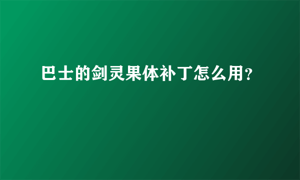 巴士的剑灵果体补丁怎么用？