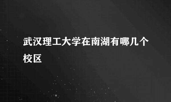 武汉理工大学在南湖有哪几个校区