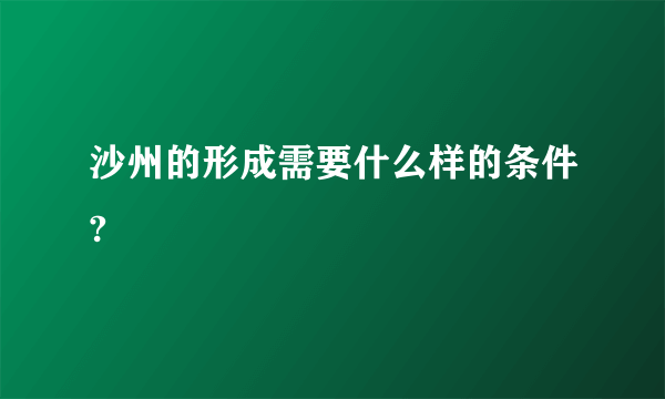 沙州的形成需要什么样的条件?