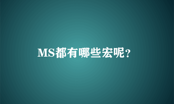 MS都有哪些宏呢？