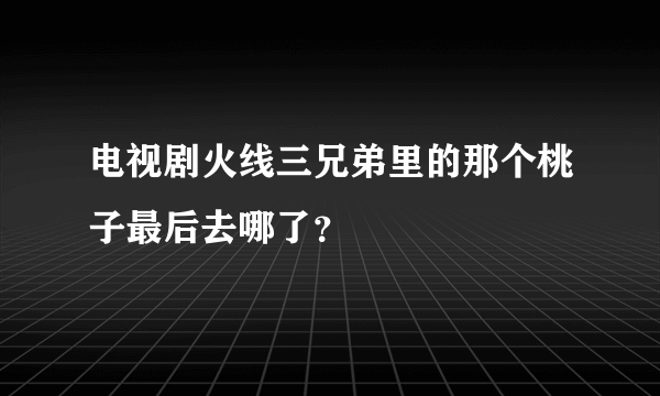 电视剧火线三兄弟里的那个桃子最后去哪了？