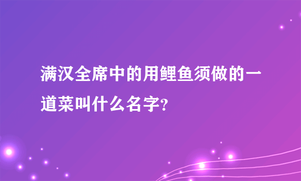 满汉全席中的用鲤鱼须做的一道菜叫什么名字？