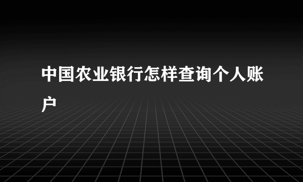 中国农业银行怎样查询个人账户