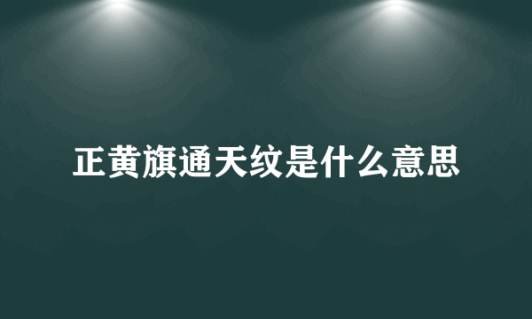 正黄旗通天纹是什么意思