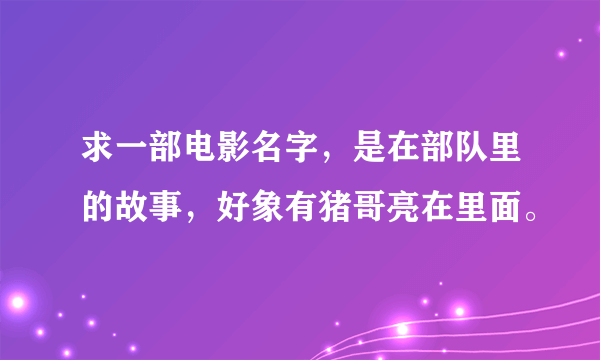 求一部电影名字，是在部队里的故事，好象有猪哥亮在里面。