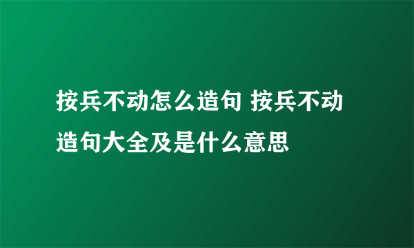 按兵不动怎么造句 按兵不动造句大全及是什么意思