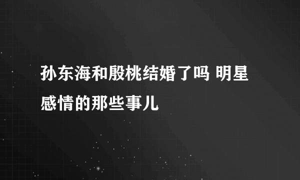 孙东海和殷桃结婚了吗 明星感情的那些事儿