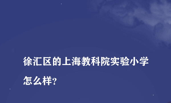 
徐汇区的上海教科院实验小学怎么样？

