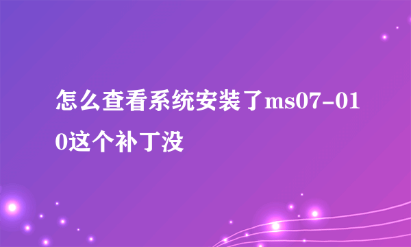 怎么查看系统安装了ms07-010这个补丁没