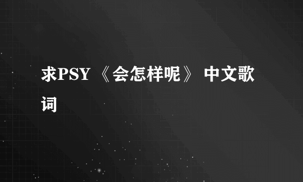 求PSY 《会怎样呢》 中文歌词