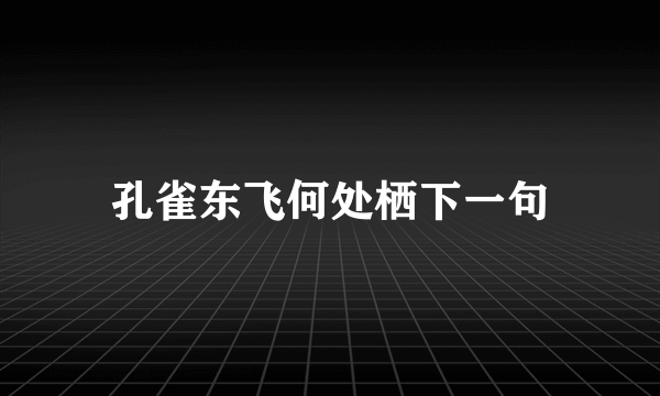 孔雀东飞何处栖下一句