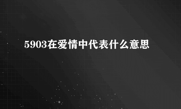 5903在爱情中代表什么意思