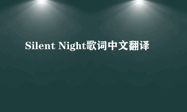 Silent Night歌词中文翻译