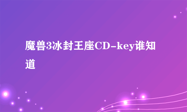 魔兽3冰封王座CD-key谁知道