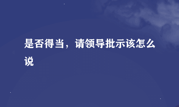 是否得当，请领导批示该怎么说