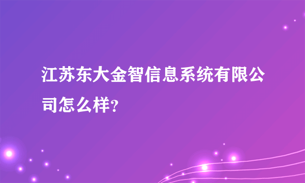 江苏东大金智信息系统有限公司怎么样？