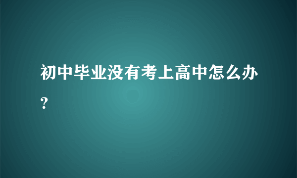 初中毕业没有考上高中怎么办？