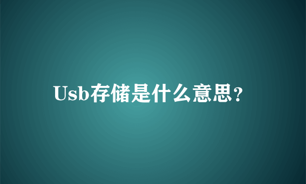 Usb存储是什么意思？