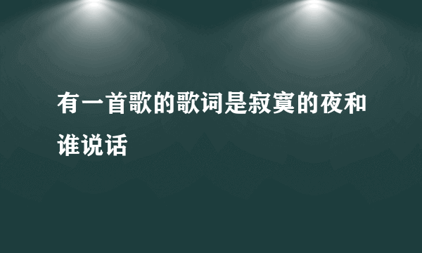 有一首歌的歌词是寂寞的夜和谁说话