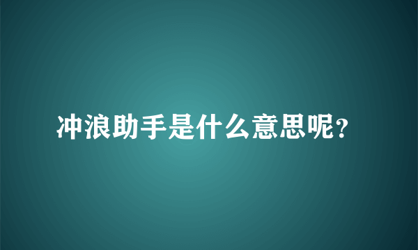 冲浪助手是什么意思呢？