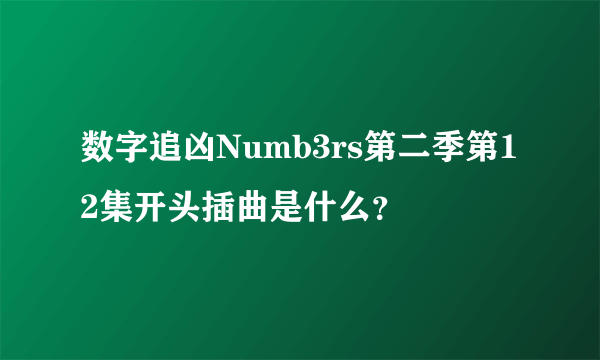 数字追凶Numb3rs第二季第12集开头插曲是什么？