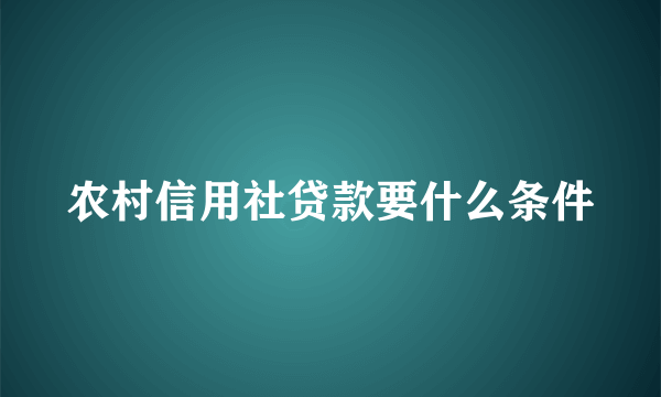 农村信用社贷款要什么条件