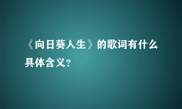 《向日葵人生》的歌词有什么具体含义？