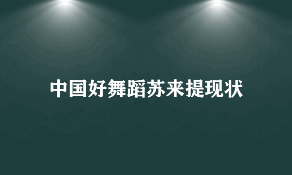 中国好舞蹈苏来提现状